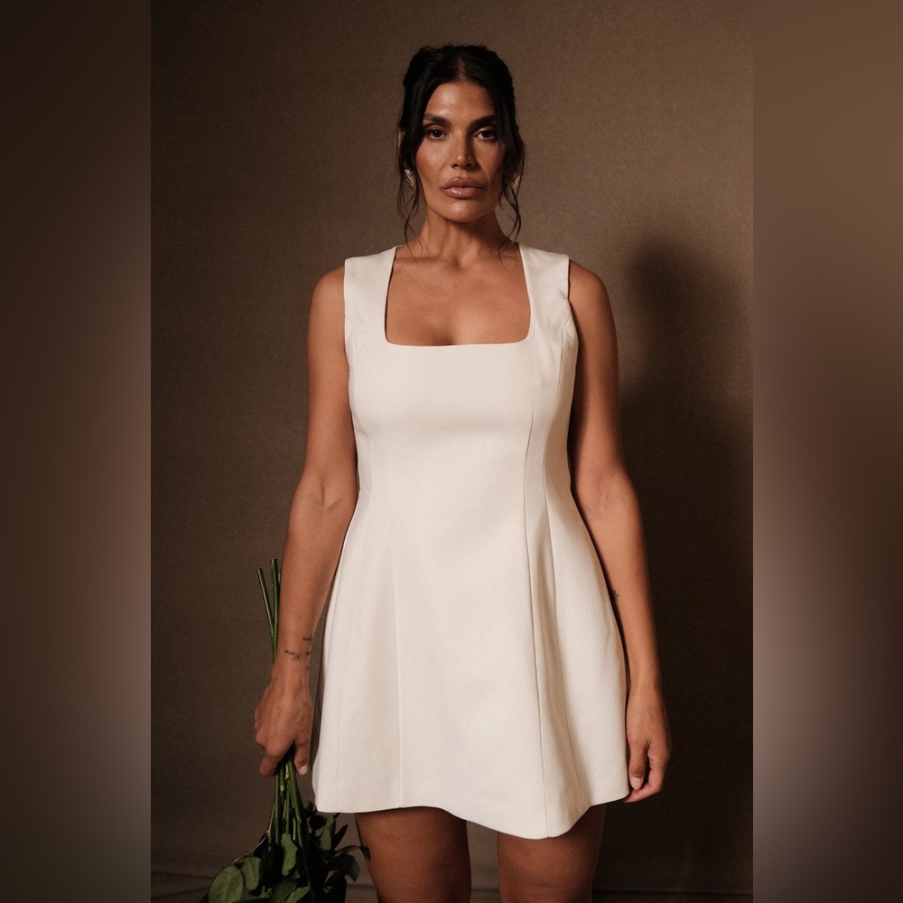 Meshki Ivory Lysandre Crepe‎ Mini Dress
